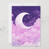 Invitation Au-dessus du baby shower rose pourpre de lune (Dos)