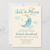 Invitation Au-dessus du Baby shower spatial pour garçons bleu (Devant)