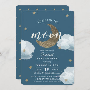 Invitation Au-dessus du Baby shower virtuel de nuit bleue