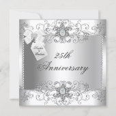 Invitation au diamant blanc en argent du 25e anniv (Devant)