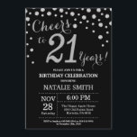 Invitation au diamant de 21e anniversaire Black an<br><div class="desc">21e anniversaire Invitation avec Arrière - plan Diamant de Parties scintillant noir et argent. Confetti d'argent. Anniversaire adulte. Hommes ou femmes,  anniversaire. Pour plus de personnalisation,  cliquez sur le bouton "Customiser" et utilisez notre outil de conception pour modifier ce modèle.</div>