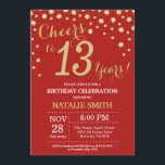 Invitation au diamant du 13e anniversaire de Red a<br><div class="desc">13e Invitation d'anniversaire avec Arrière - plan Diamant de Parties scintillant Rouge et Or. Gold Confetti.Anniversaire enfant. Anniversaire des garçons ou des filles.
Pour plus de personnalisation,  cliquez sur le bouton "Customiser" et utilisez notre outil de conception pour modifier ce modèle.</div>