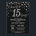 Invitation au diamant du 15e anniversaire de Black<br><div class="desc">15e anniversaire Invitation avec Arrière - plan Diamant de Parties scintillant noir et argent. Confetti d'argent.Anniversaire enfant. Anniversaire des garçons ou des filles. Pour plus de personnalisation,  cliquez sur le bouton "Customiser" et utilisez notre outil de conception pour modifier ce modèle.</div>