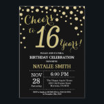 Invitation au diamant du 16e anniversaire de Black<br><div class="desc">16e anniversaire Invitation avec Arrière - plan Diamant de Parties scintillant noir et or. Gold Confetti.Anniversaire enfant. Anniversaire des garçons ou des filles.
Pour plus de personnalisation,  cliquez sur le bouton "Customiser" et utilisez notre outil de conception pour modifier ce modèle.</div>