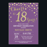 Invitation au diamant du 18e anniversaire de Purpl<br><div class="desc">18e anniversaire Invitation avec Arrière - plan Diamant de Parties scintillant violet et or. Gold Confetti. Anniversaire adulte. Hommes ou femmes,  anniversaire.
Pour plus de personnalisation,  cliquez sur le bouton "Customiser" et utilisez notre outil de conception pour modifier ce modèle.</div>