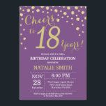 Invitation au diamant du 18e anniversaire de Purpl<br><div class="desc">18e anniversaire Invitation avec Arrière - plan Diamant de Parties scintillant violet et or. Gold Confetti. Anniversaire adulte. Hommes ou femmes,  anniversaire.
Pour plus de personnalisation,  cliquez sur le bouton "Customiser" et utilisez notre outil de conception pour modifier ce modèle.</div>