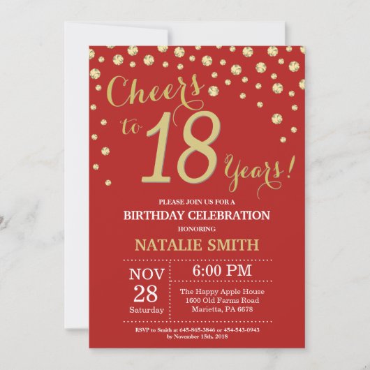 Invitation au diamant du 18e anniversaire de Red a (Devant)