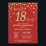 Invitation au diamant du 18e anniversaire de Red a<br><div class="desc">Invitation à l'anniversaire du 18e Arrière - plan Diamant de la Parties scintillant Rouge et Or. Gold Confetti. Anniversaire adulte. Hommes ou femmes,  anniversaire.
Pour plus de personnalisation,  cliquez sur le bouton "Customiser" et utilisez notre outil de conception pour modifier ce modèle.</div>