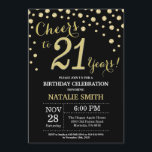 Invitation au diamant du 21e anniversaire de Black<br><div class="desc">21e anniversaire Invitation avec Arrière - plan Diamant de Parties scintillant noir et or. Gold Confetti. Anniversaire adulte. Hommes ou femmes,  anniversaire.
Pour plus de personnalisation,  cliquez sur le bouton "Customiser" et utilisez notre outil de conception pour modifier ce modèle.</div>