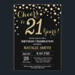 Invitation au diamant du 21e anniversaire de Black<br><div class="desc">21e anniversaire Invitation avec Arrière - plan Diamant de Parties scintillant noir et or. Gold Confetti. Anniversaire adulte. Hommes ou femmes,  anniversaire.
Pour plus de personnalisation,  cliquez sur le bouton "Customiser" et utilisez notre outil de conception pour modifier ce modèle.</div>