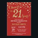Invitation au diamant du 21e anniversaire Red and<br><div class="desc">21e Invitation d'anniversaire avec Arrière - plan Diamant de la Parties scintillant Rouge et Or. Gold Confetti. Anniversaire adulte. Hommes ou femmes,  anniversaire. Pour plus de personnalisation,  cliquez sur le bouton "Customiser" et utilisez notre outil de conception pour modifier ce modèle.</div>