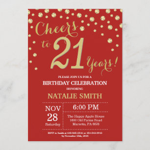 Invitation au diamant du 21e anniversaire Red and 