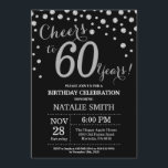 Invitation au diamant du 60e anniversaire de Black<br><div class="desc">60e anniversaire Invitation avec Arrière - plan Diamant de Parties scintillant noir et argent. Confetti d'argent. Anniversaire adulte. Hommes ou femmes,  anniversaire.
Pour plus de personnalisation,  cliquez sur le bouton "Customiser" et utilisez notre outil de conception pour modifier ce modèle.</div>