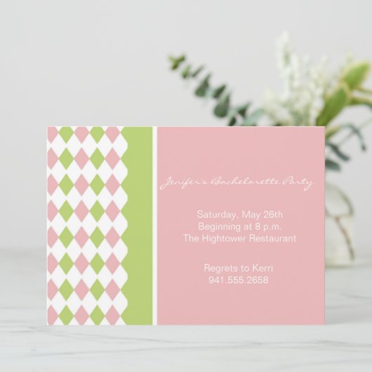 Invitation au diamant rose et vert (Debout devant)