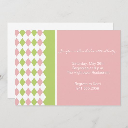 Invitation au diamant rose et vert (Devant / Derrière)