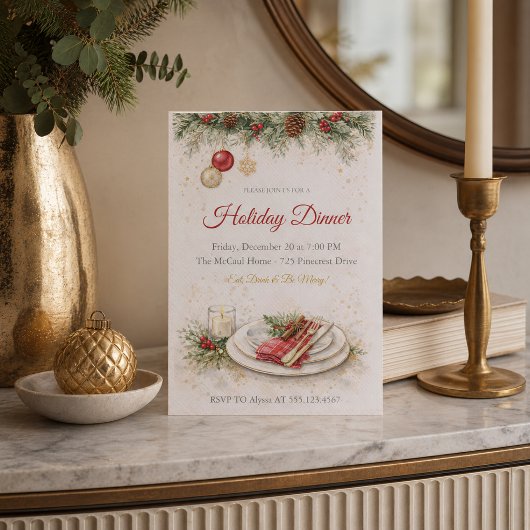 Invitation au dîner au pin festif