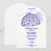 Invitation au dîner avec boule disco bleue (Devant / Derrière)