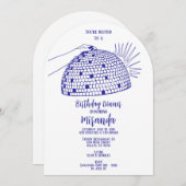 Invitation au dîner boule disco bleu (Devant / Derrière)