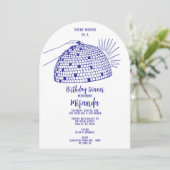 Invitation au dîner boule disco bleue (Debout devant)