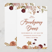 Invitation au dîner d'Action de grâce floral esthé (Devant / Derrière)