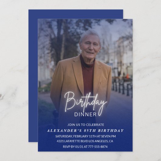 Invitation au dîner d'anniversaire pour les 85 ans (Devant / Derrière)