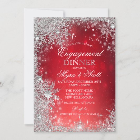 Invitation au dîner d'annonce de fiançailles pour  (Devant)