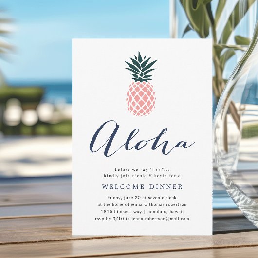 Invitation au dîner de bienvenue Aloha Pink Pineap