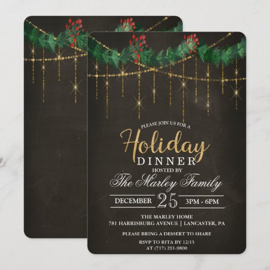Invitation au dîner de fête des Fêtes (Devant / Derrière)