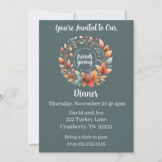 Invitation au dîner de Friendsgiving (Devant)