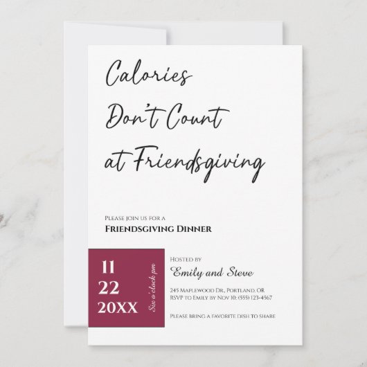 Invitation au dîner de Friendsgiving (Devant)