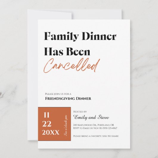 Invitation au dîner de Friendsgiving (Devant)
