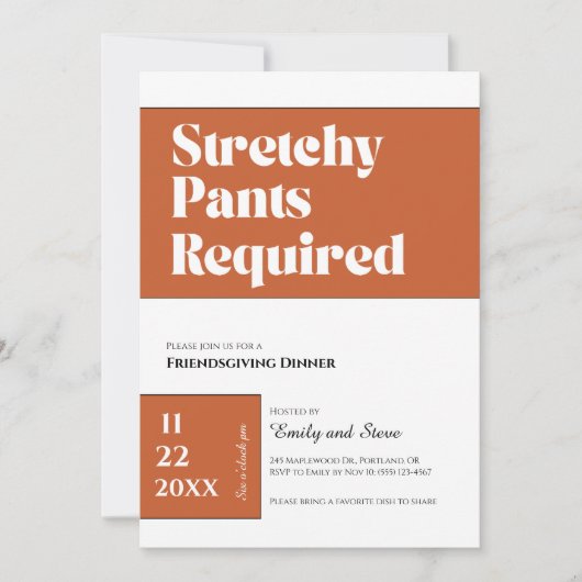Invitation au dîner de Friendsgiving (Devant)