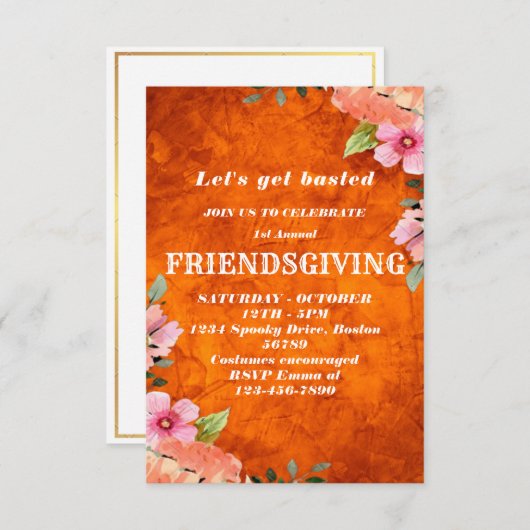 Invitation au dîner de friendsgiving à thème citro (Devant / Derrière)