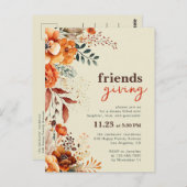 Invitation au dîner de Friendsgiving florale autom (Devant / Derrière)