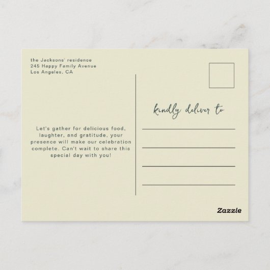 Invitation au dîner de Friendsgiving florale autom (Dos)