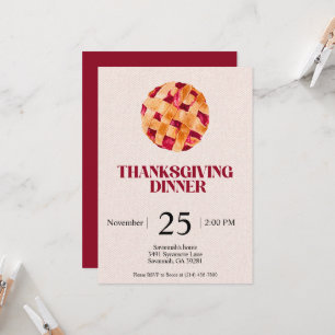 Invitation au dîner de la tarte de Thanksgiving 