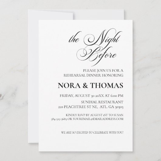 Invitation au dîner de la veille de la répétition (Devant)