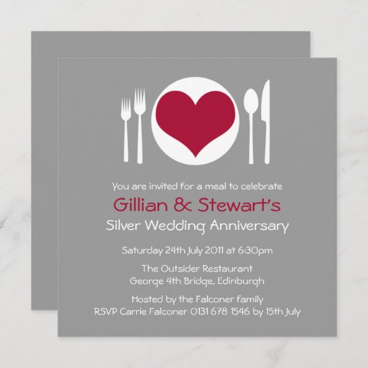 Invitation au dîner de l'Anniversaire de la Plate  (Devant / Derrière)