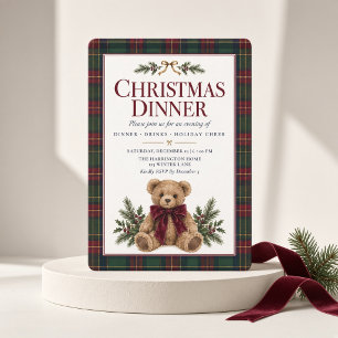 Invitation au dîner de Noël à carreaux tartan avec