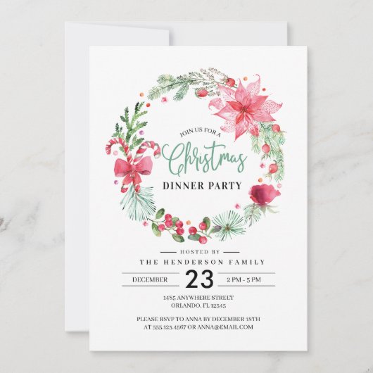 Invitation au dîner de Noël Wreath (Devant)