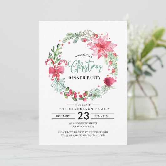 Invitation au dîner de Noël Wreath (Debout devant)