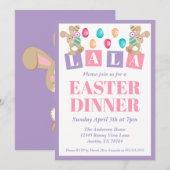 Invitation au dîner de Pâques de La La Easter Bunn (Devant / Derrière)