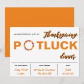 Invitation au dîner de potluck de Thanksgiving (Devant / Derrière)