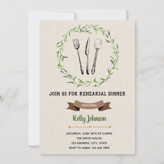 Invitation au dîner de répétition (Devant)