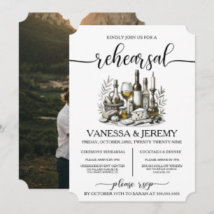 Invitation au dîner de répétition avec vin et snac
