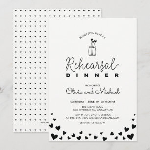 Invitation au dîner de répétition Black & White