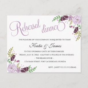 Invitation au dîner de répétition de fleurs Viole