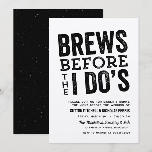 Invitation au dîner de répétition de la brasserie (Devant / Derrière)