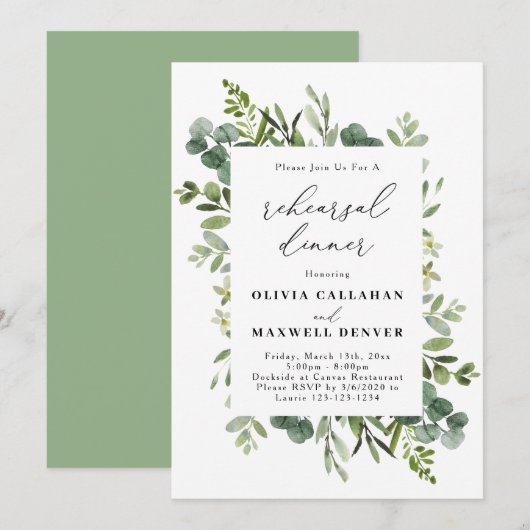 Invitation au dîner de répétition de la verdure d' (Devant / Derrière)