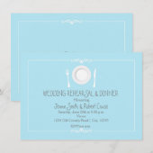 Invitation au dîner de répétition de mariage Bleu  (Devant / Derrière)